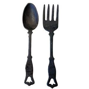 Vintage Large Cast Iron Fork & Spoon